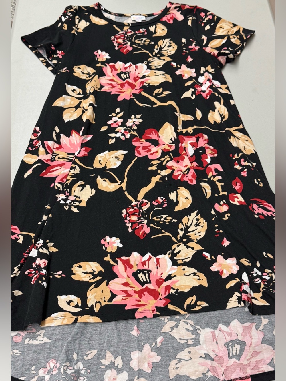 LuLaRoe Black Floral Flowy Carly high low dress